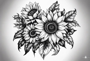 Sunflower leg sleeve tattoo idea