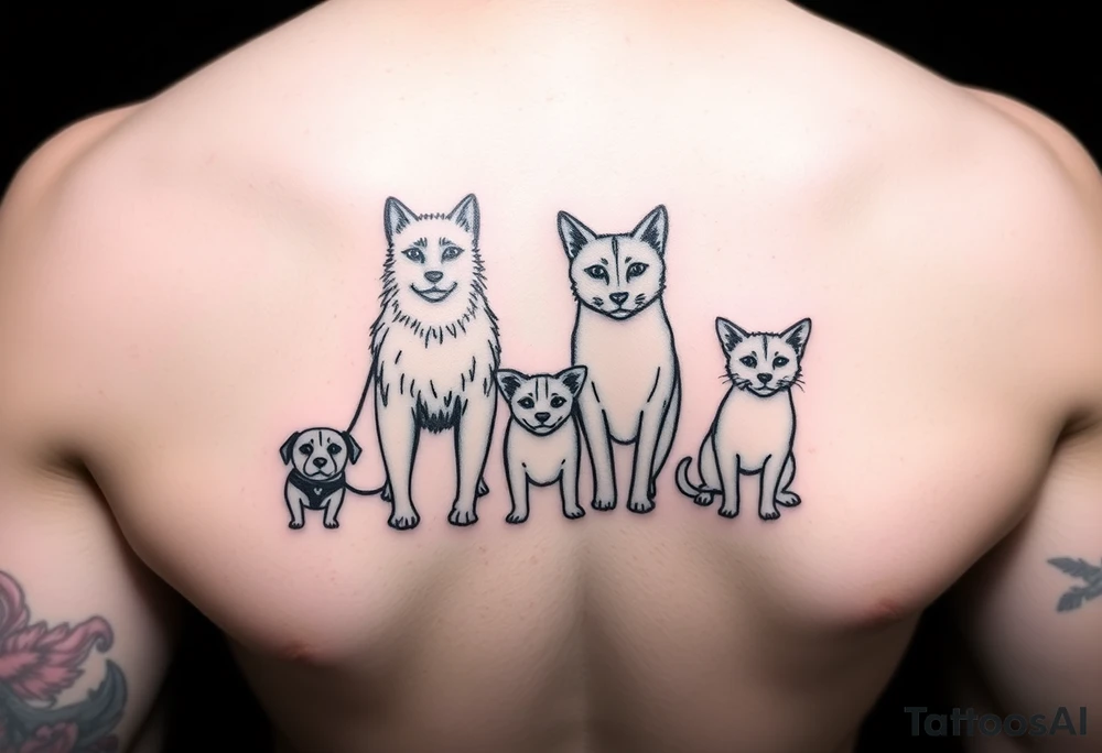 Je voudrais un tatouage qui représente notre 2e vie suite à un accident. Mon mari, Elex, mon fils Evan, nos neveux Sixtine et Diego et Cookie ma chienne, quelque chose de minimaliste et discret tattoo idea