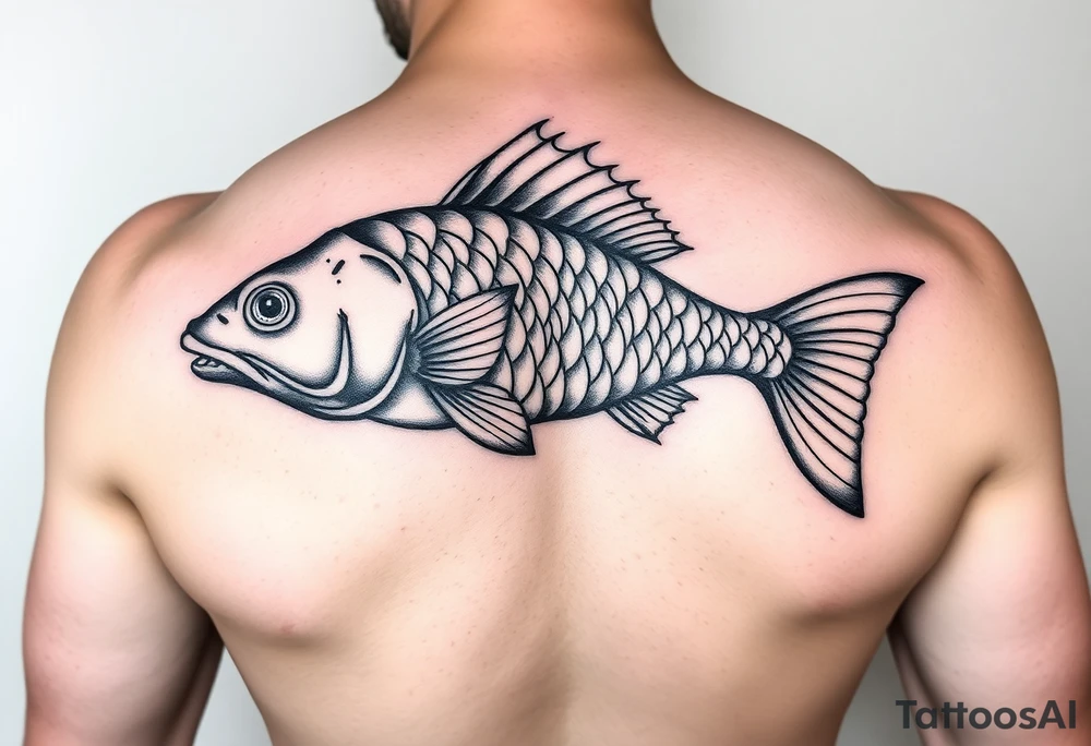 Evil black fish tattoo idea
