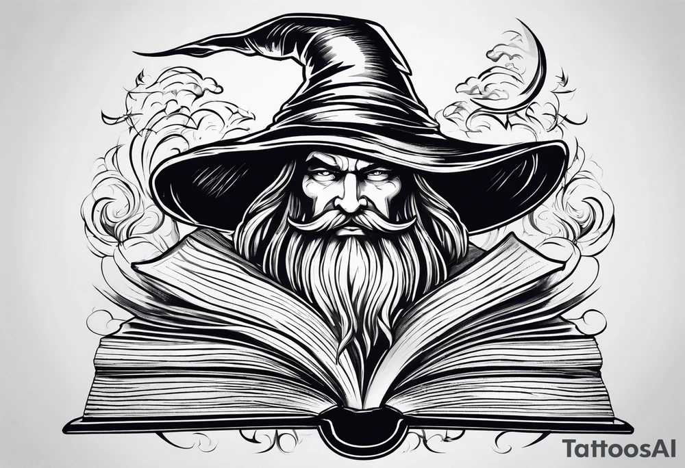 wizard coming out of a book tattoo idea