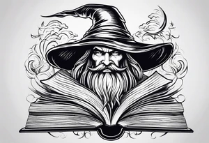 wizard coming out of a book tattoo idea