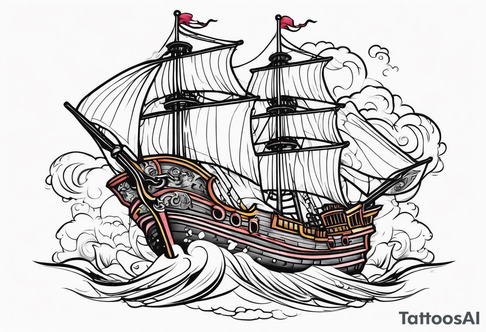 Pirate ship in a storm tattoo idea