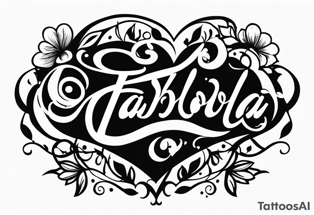 A tattoo that has the name Fabiola and that’s cursive and it has a type of heart tattoo idea