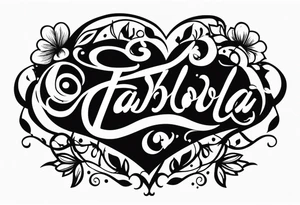 A tattoo that has the name Fabiola and that’s cursive and it has a type of heart tattoo idea