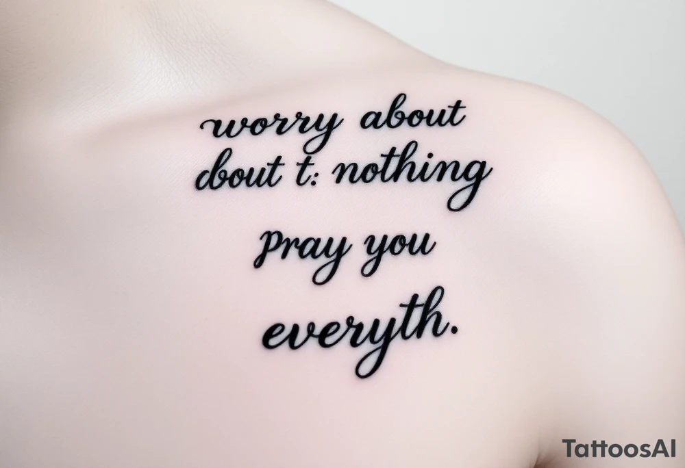 philippians 4:6 “worry about nothing, pray about everything” make this into a graphic type of tattoo with no words just meaning. tattoo idea