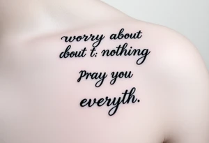 philippians 4:6 “worry about nothing, pray about everything” make this into a graphic type of tattoo with no words just meaning. tattoo idea