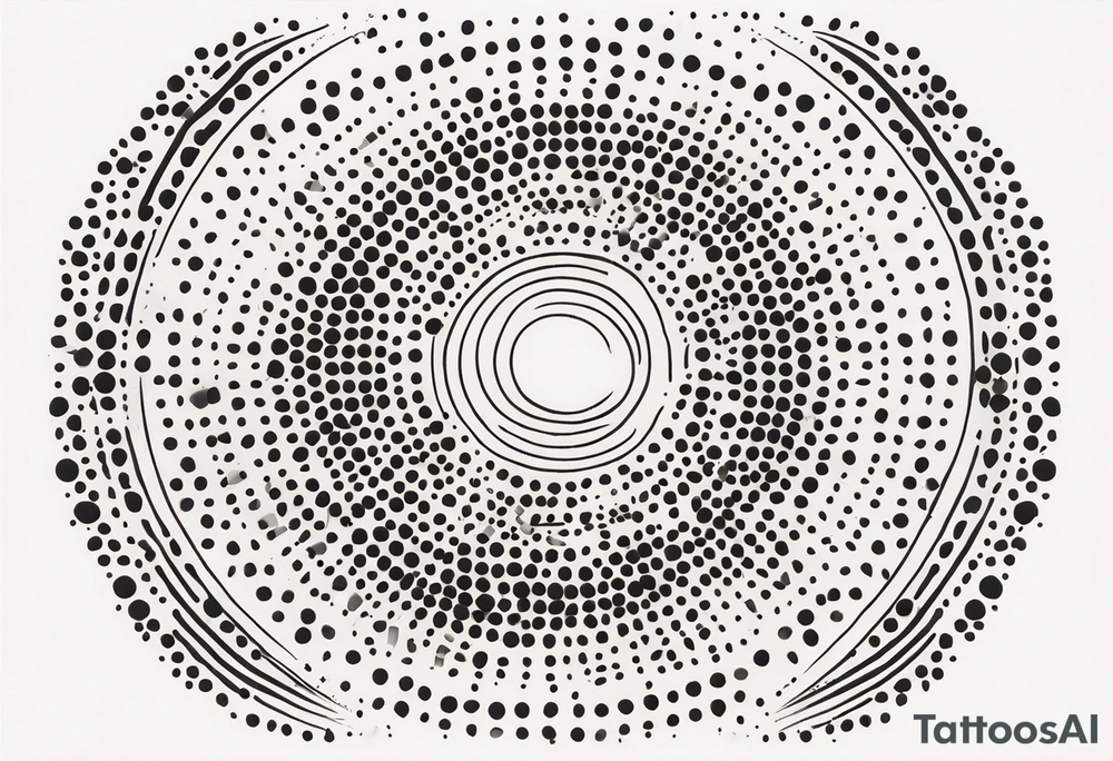 simple sunshine made of black dots with circles tattoo idea