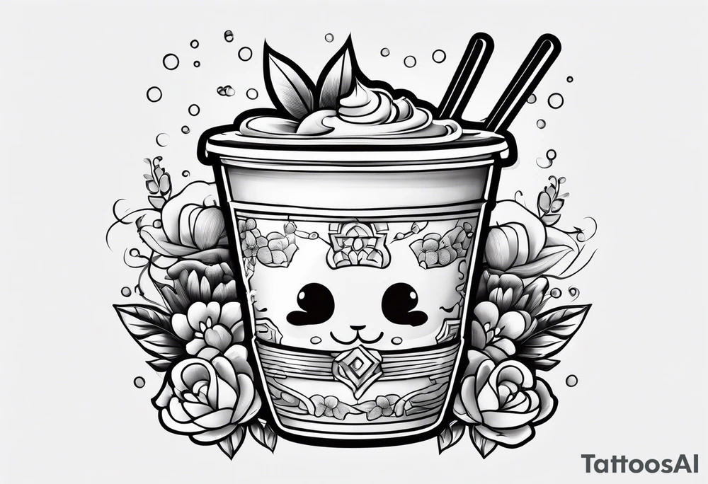 Dancing boba tea tattoo idea