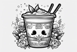 Dancing boba tea tattoo idea