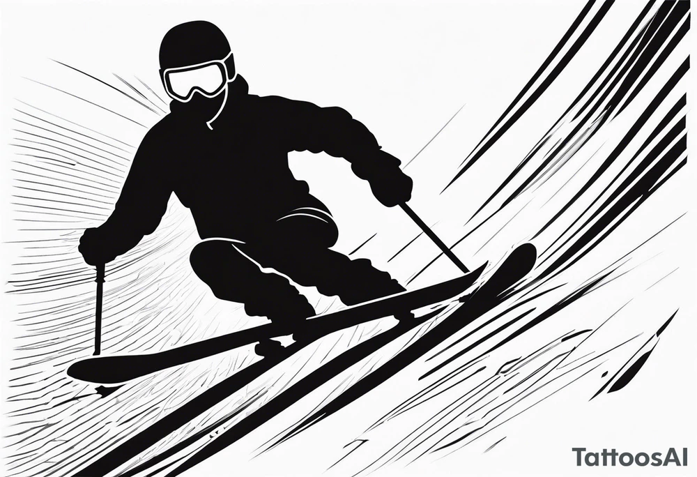 Skier in motion, single line tattoo idea
