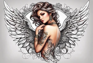 beautiful angel wings with filigree tattoo idea