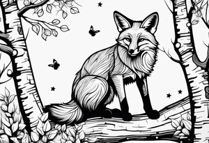Fox in birch trees tattoo idea