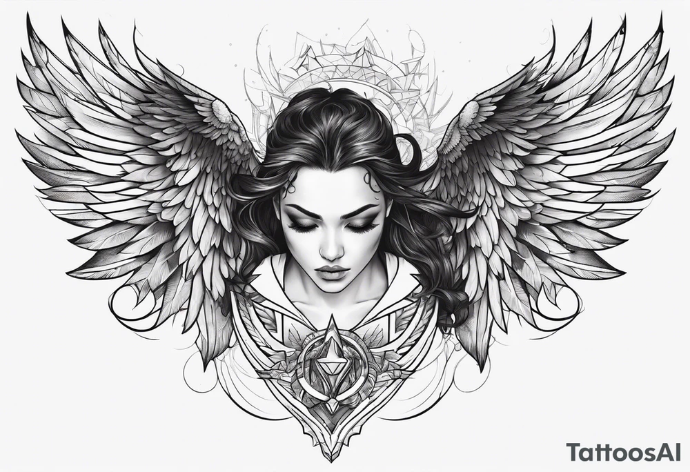 half angel half demon with wings open tattoo idea