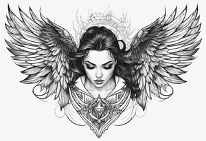half angel half demon with wings open tattoo idea