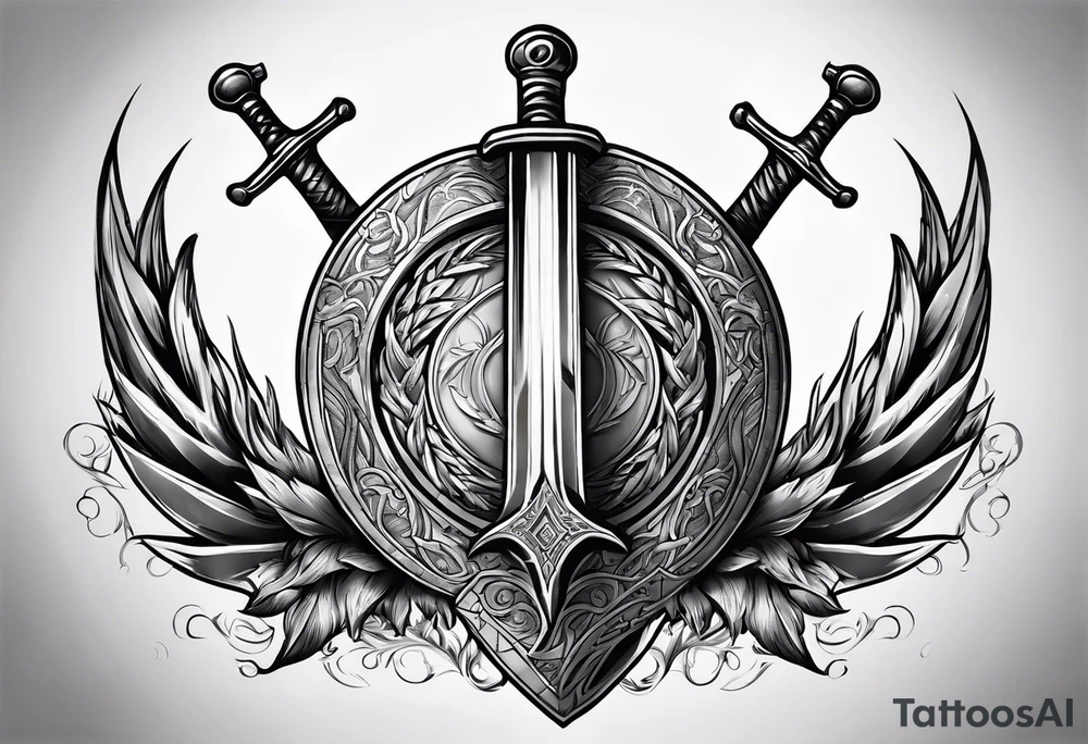 Valhalla sword shield tattoo idea