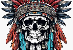 War chief bonnet with skull tattoo idea