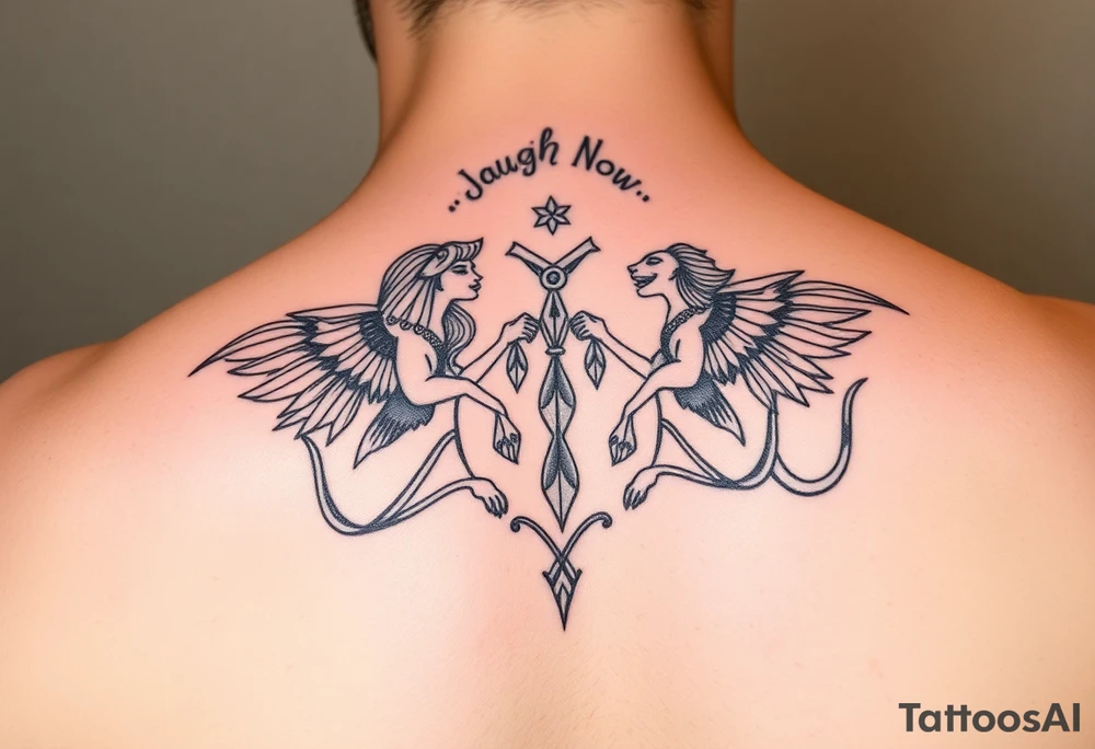 Gemini laugh now cry later feminine tattoo tattoo idea
