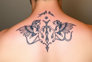 Gemini laugh now cry later feminine tattoo tattoo idea