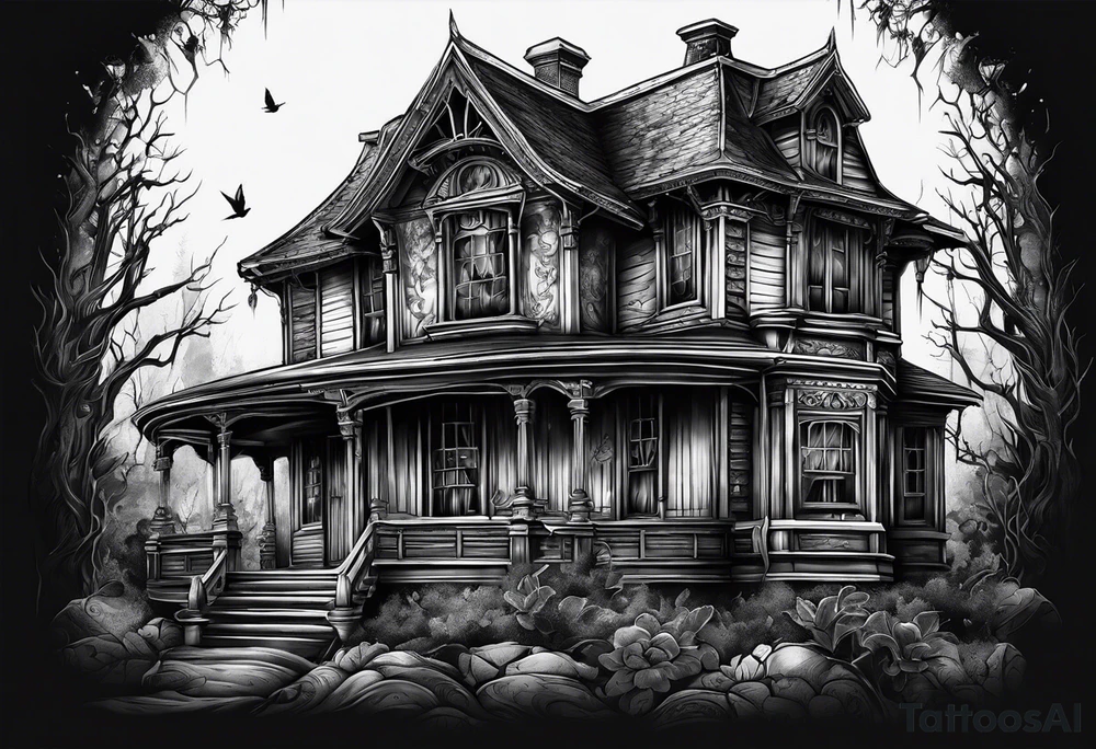 Creepy house spirit tattoo idea