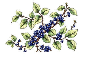 American traditional style Blackberry vine in a line tattoo idea