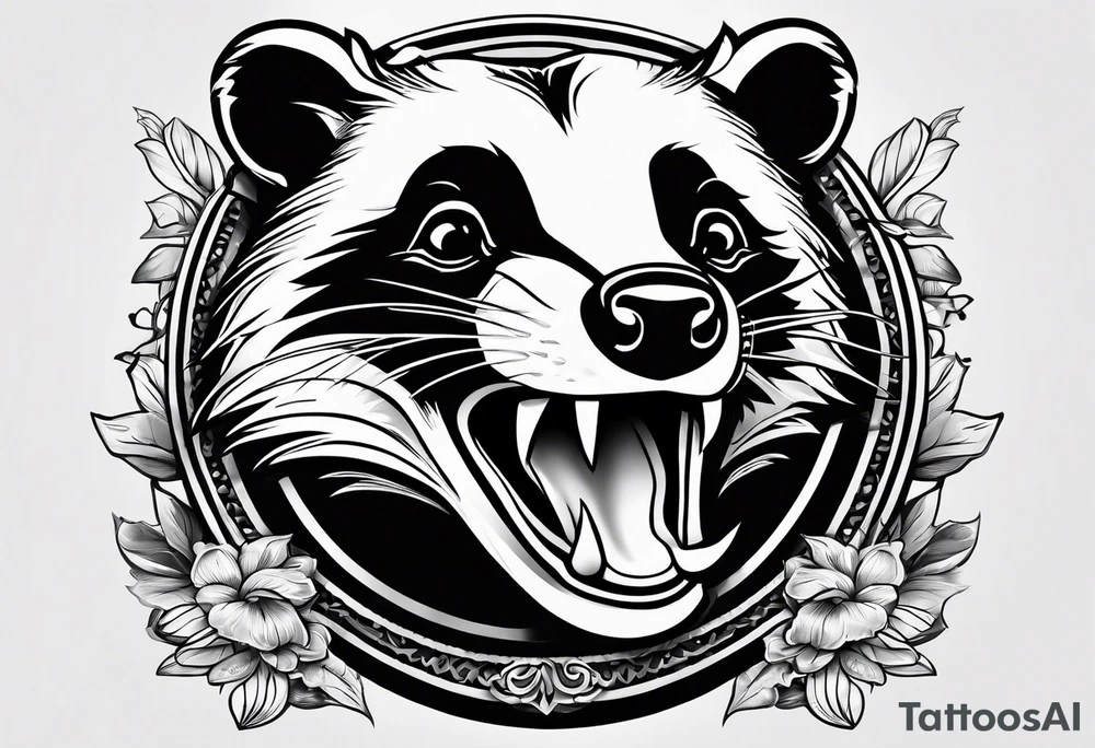badger mouth open tattoo idea