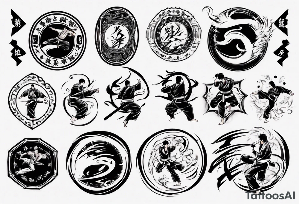 martial arts black belt over night and day tattoo idea