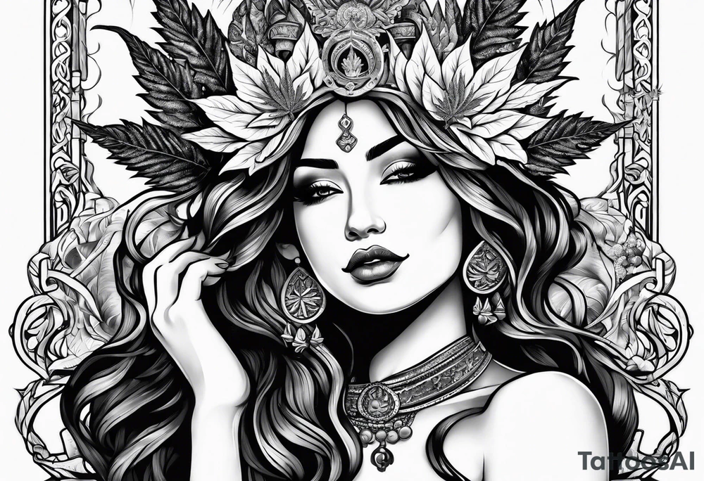 Goddess of marijuana tattoo idea