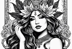 Goddess of marijuana tattoo idea