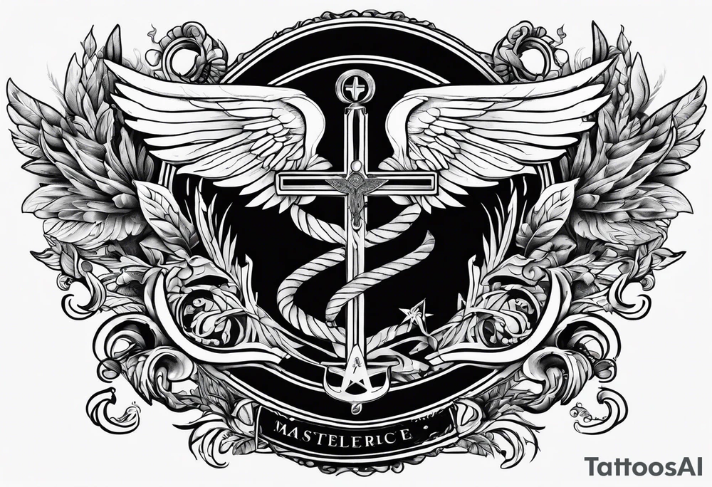 Staff of caduceus with masonic symbols tattoo idea