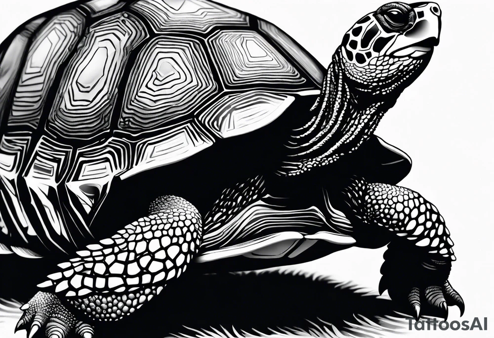 Side profile, tortoise drawn entirely from spots. tattoo idea