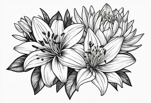 Lily & aster birth flower tattoo idea