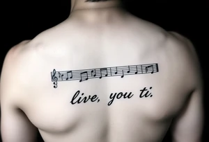 sheet music with the beginning of Santana's song samba pa ti with the phrase live your lyrics and fancy cursive between the top and bottom staves tattoo idea