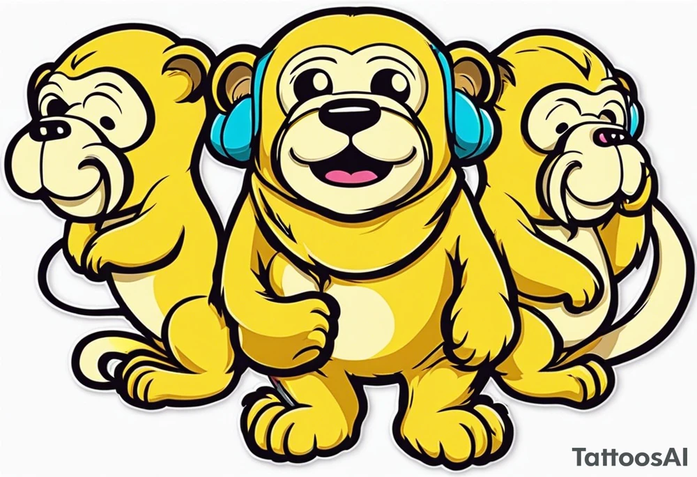 jake the dog from adventure time posed as the three wise monkey symbol tattoo idea