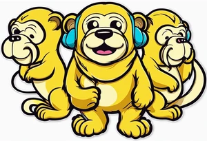 jake the dog from adventure time posed as the three wise monkey symbol tattoo idea