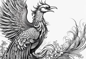 asian elegant phoenix
with a long neck, with no wings, graceful tattoo idea