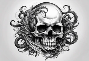 Realistic skull with tentacles tattoo idea