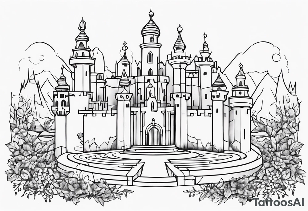 Labyrinth Castle with bell tattoo idea