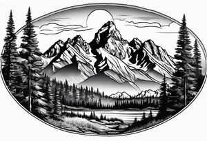 Half sleeve of Teton mountain range with trees lining the bottom of tattoo tattoo idea