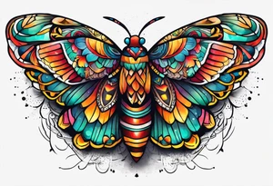 Modern Mexican style moth tattoo idea