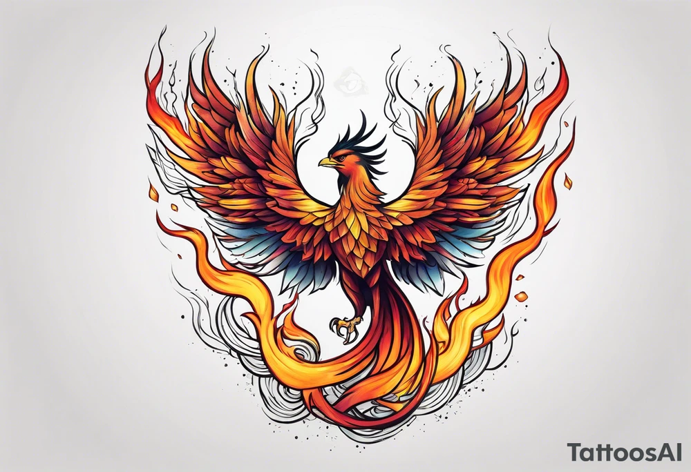 Phoenix rising from the ashes tattoo idea