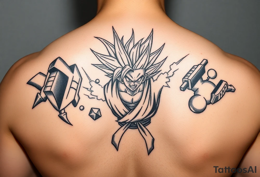 legendary dragonball z scene with energy aura and power effects tattoo idea