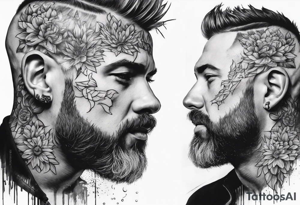 Man’s head exploding with thoughts and ideas portrait tattoo idea Man’s head exploding with thoughts and ideas portrait tattoo idea