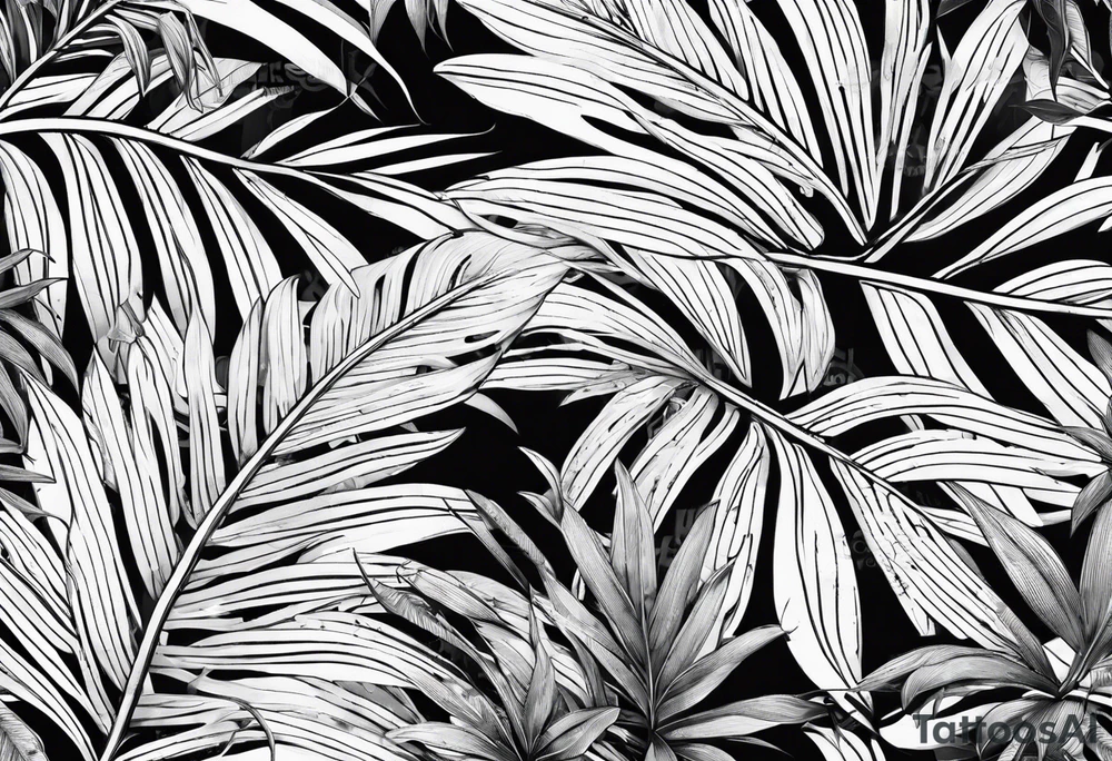 Tropical leaves tattoo idea