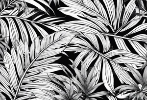 Tropical leaves tattoo idea