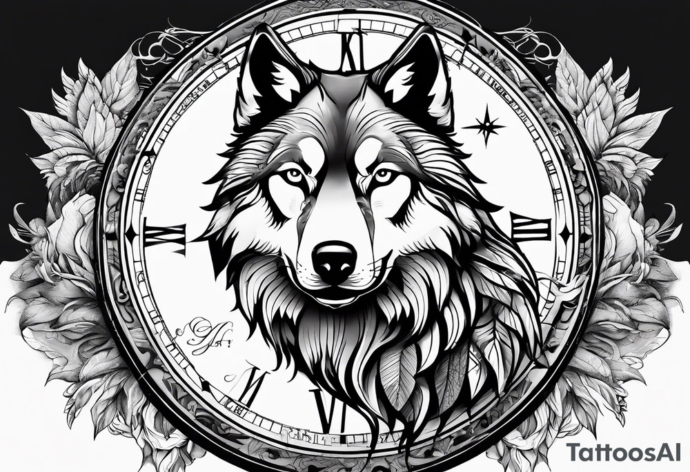 Compass for direction and guidance and a wolf tattoo idea