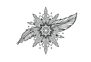 spiritual bold linefeather mandala tattoo idea
