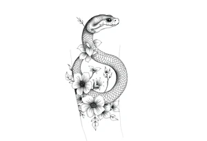 Snake with flowers tattoo idea