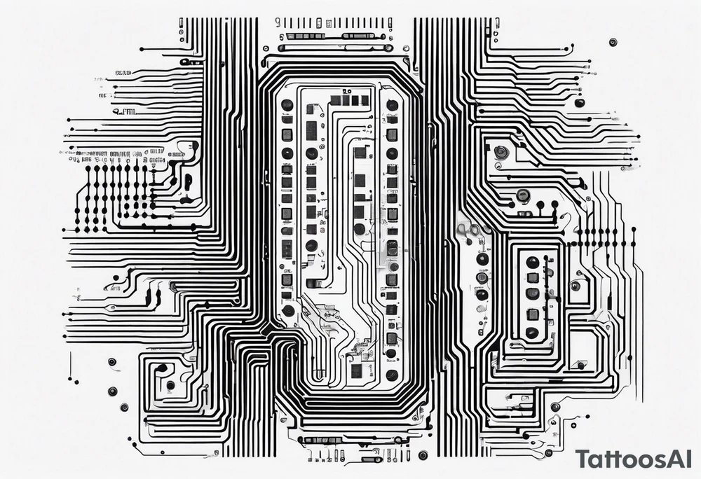 Circuit board system on chip minimalistic tall and long tattoo idea