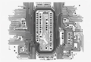 Circuit board system on chip minimalistic tall and long tattoo idea