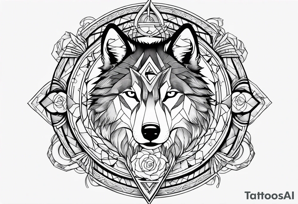 broken Ouroboros with wolf in the middle tattoo idea